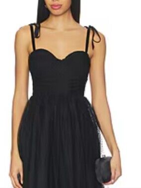 Astr Black Tulle Maxi Dress with Tie Straps